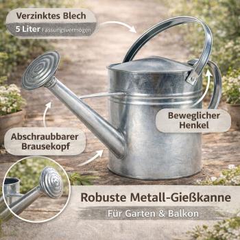 Preview: Zink-Gießkanne mit Henkel 5L